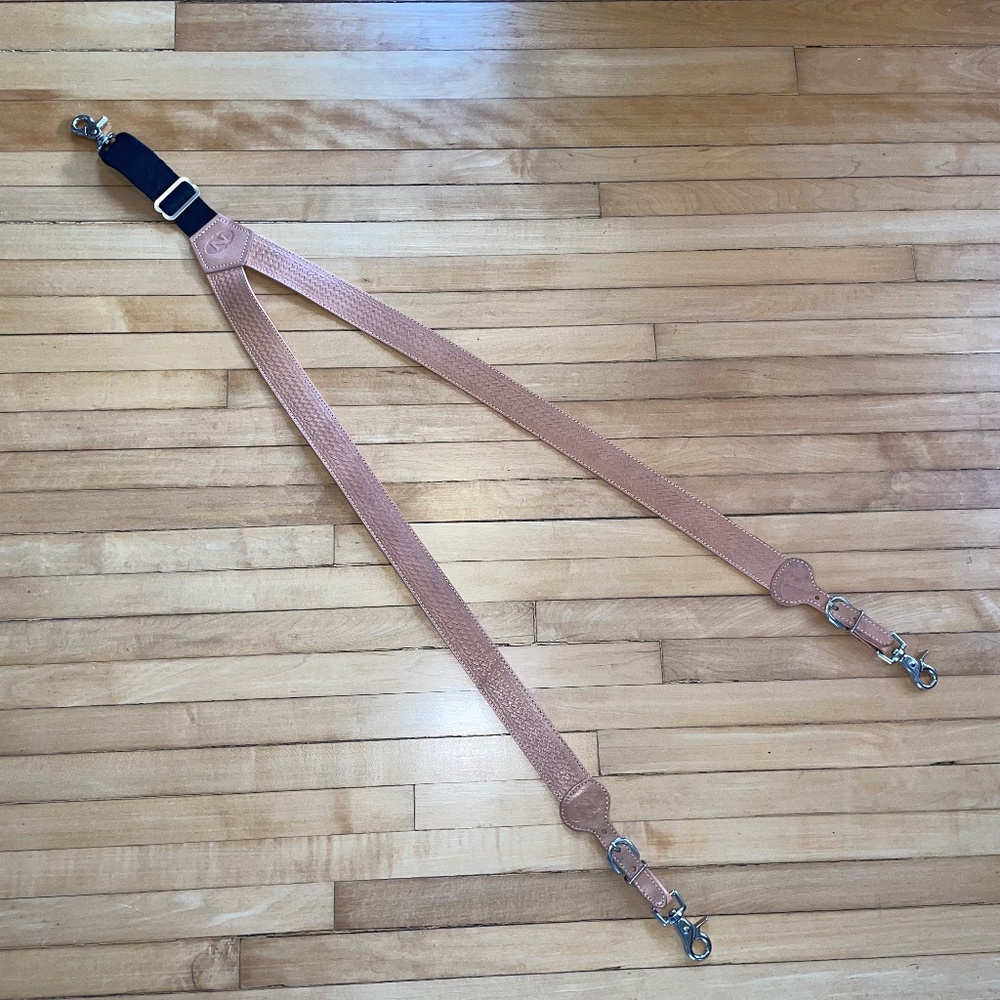 Nocona Belt Co. Standard Basketweave Embossed Leather Suspenders Natural Western